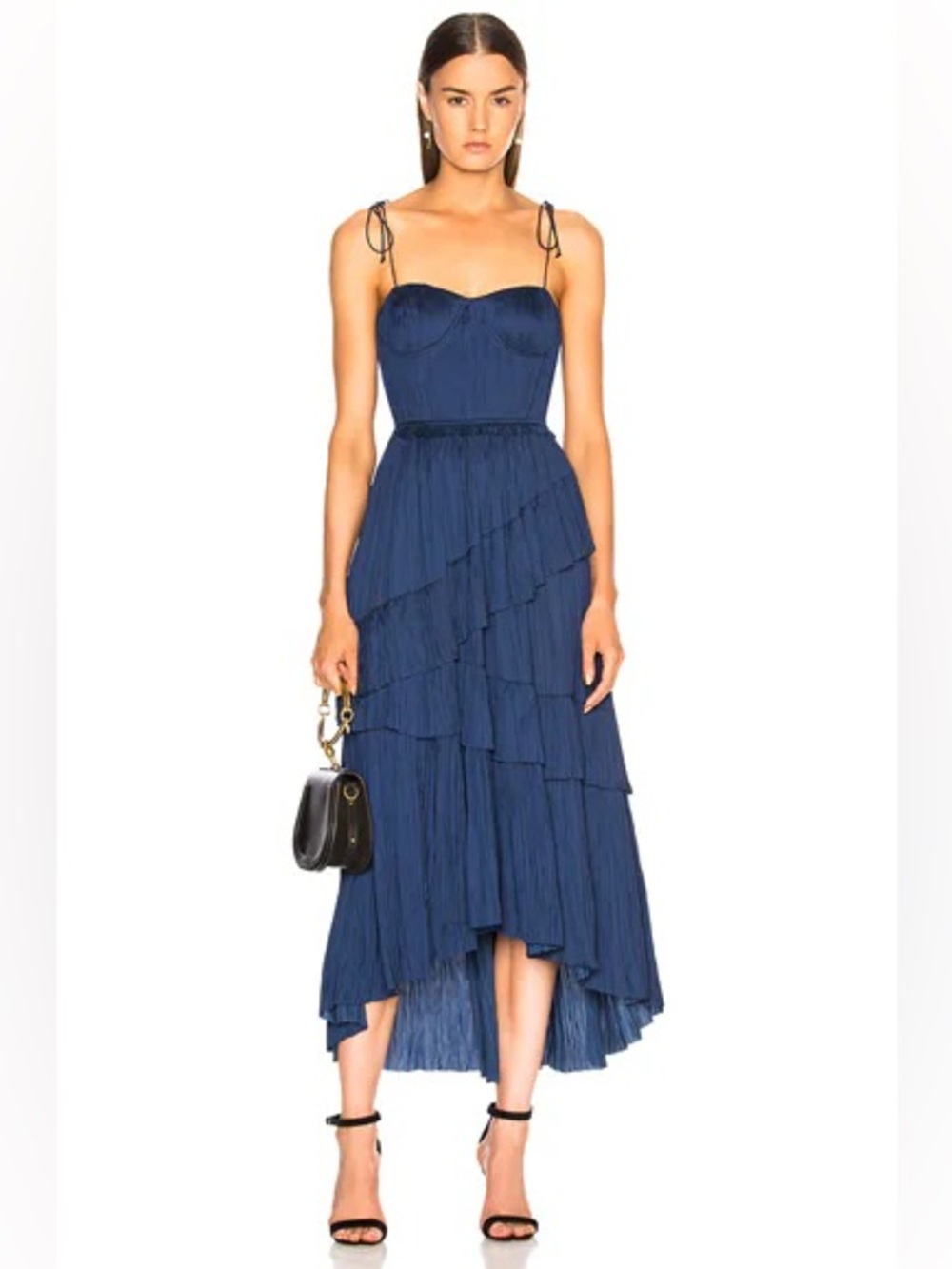 Ulla Johnson Delilah Pleated Midi Dress Midnight Navy Size 12